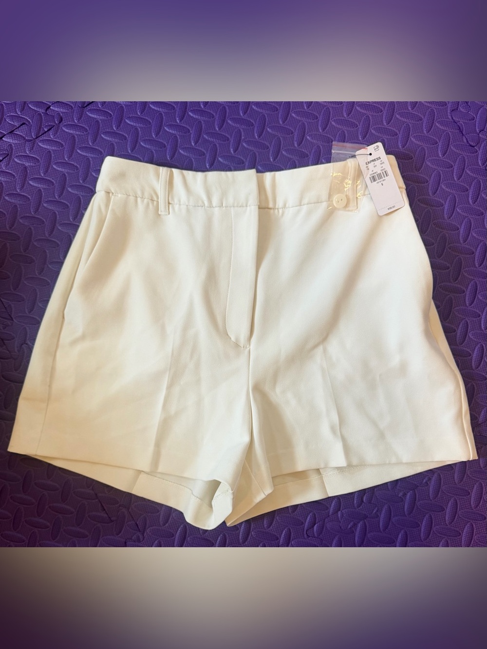 Express Cream High-Waist Tailored Shorts